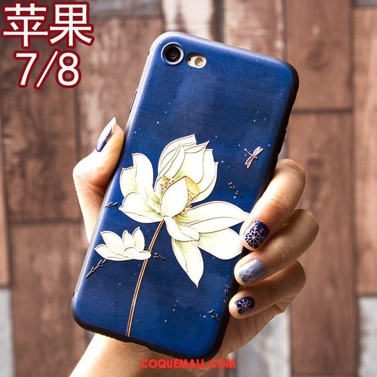 Étui iPhone 7 Tout Compris Anneau Tendance, Coque iPhone 7 Bleu Nouveau