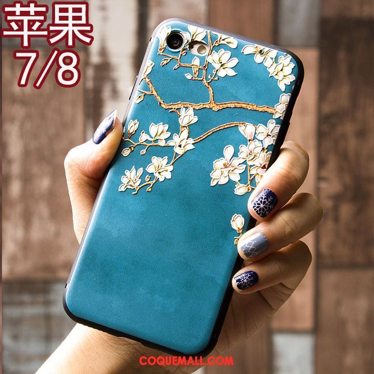 Étui iPhone 7 Tout Compris Anneau Tendance, Coque iPhone 7 Bleu Nouveau