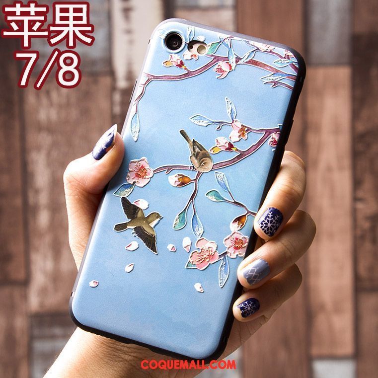 Étui iPhone 7 Tout Compris Anneau Tendance, Coque iPhone 7 Bleu Nouveau