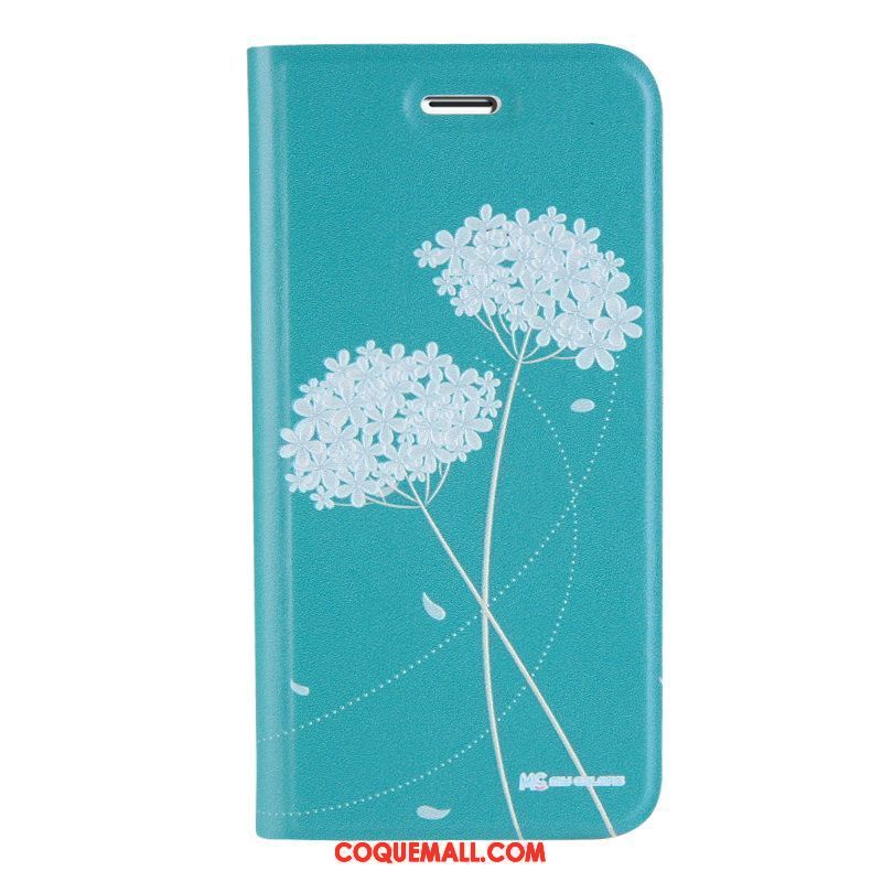 Étui iPhone 7 Téléphone Portable Gaufrage Tout Compris, Coque iPhone 7 Bleu Étui En Cuir