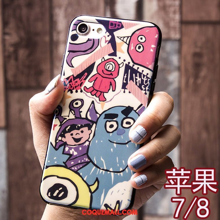 Étui iPhone 8 Bleu Dessin Animé Bordure, Coque iPhone 8 Téléphone Portable Personnalité