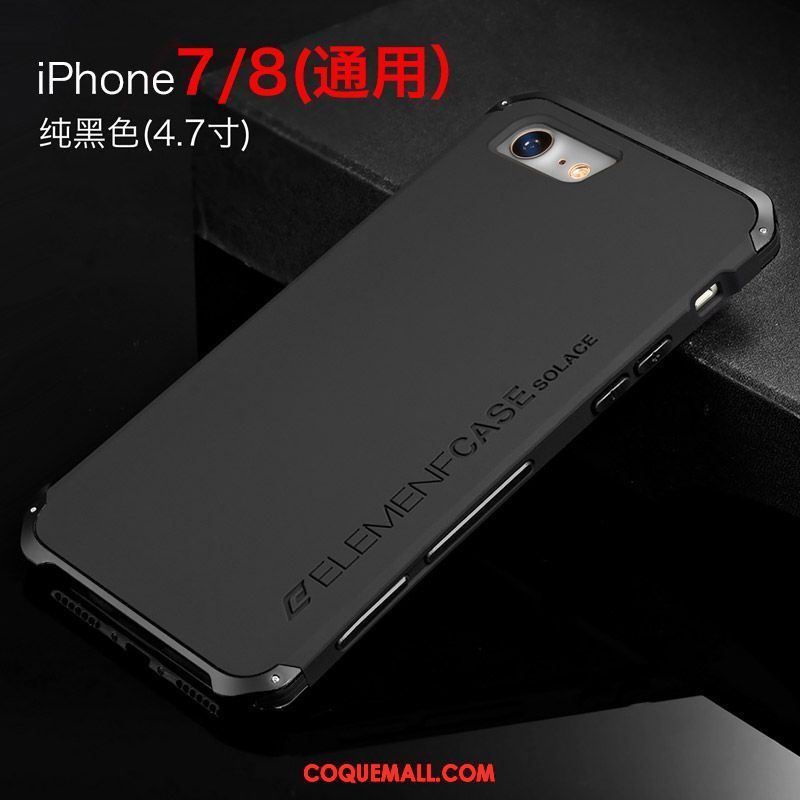 Étui iPhone 8 Border Incassable Métal, Coque iPhone 8 Noir Tendance