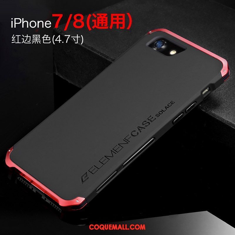 Étui iPhone 8 Border Incassable Métal, Coque iPhone 8 Noir Tendance