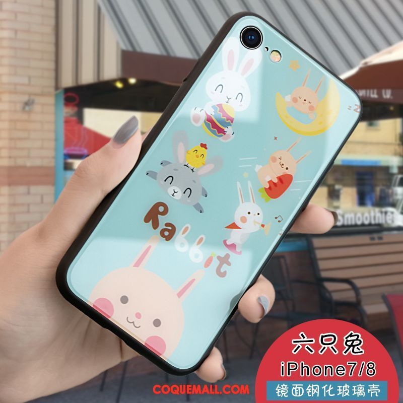 Étui iPhone 8 Chat Téléphone Portable Vert, Coque iPhone 8 Verre Dessin Animé