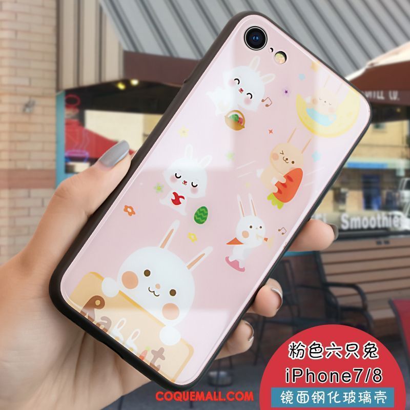 Étui iPhone 8 Chat Téléphone Portable Vert, Coque iPhone 8 Verre Dessin Animé