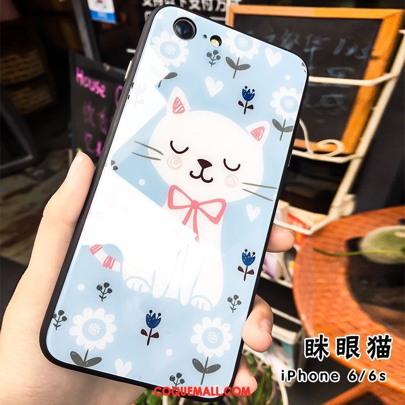 Étui iPhone 8 Chat Téléphone Portable Vert, Coque iPhone 8 Verre Dessin Animé