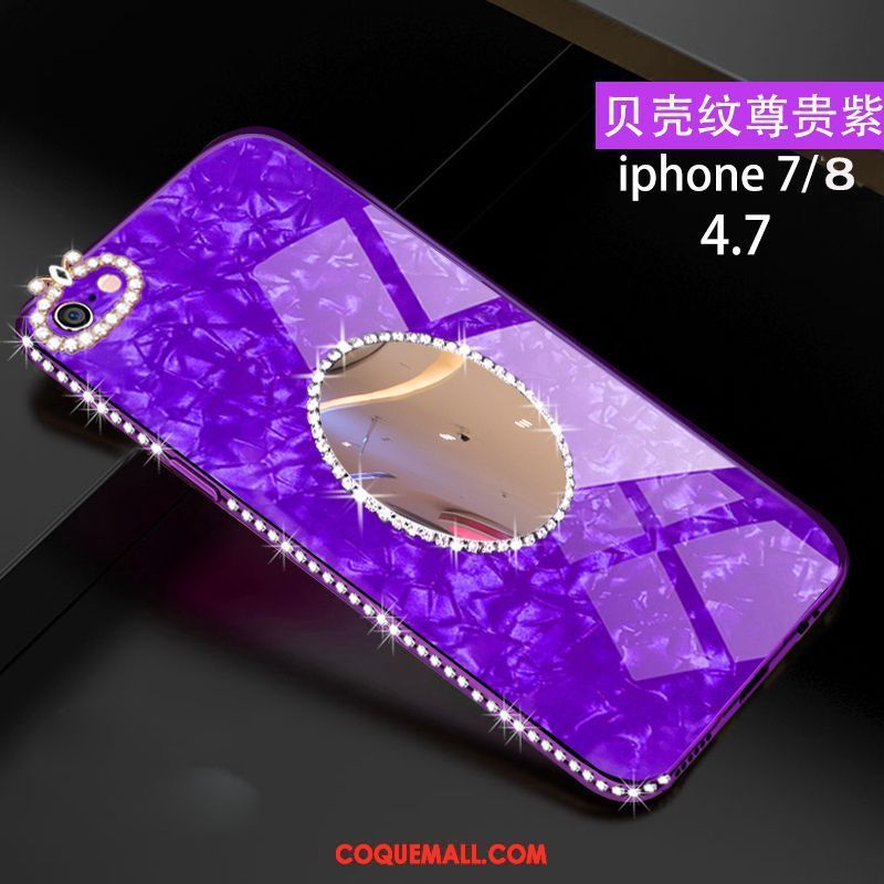 Étui iPhone 8 Créatif Nouveau Strass, Coque iPhone 8 Violet Silicone