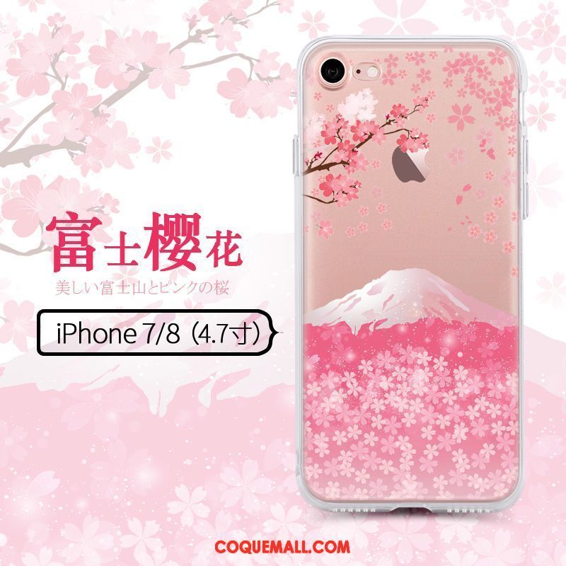 Étui iPhone 8 Créatif Transparent Tendance, Coque iPhone 8 Silicone Rose