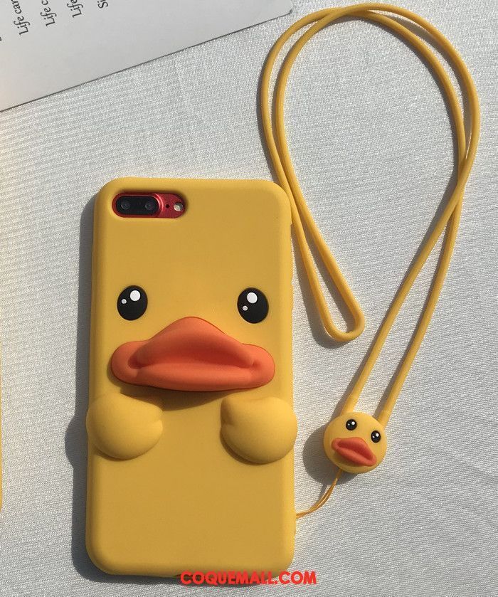 Étui iPhone 8 Plus Canard Silicone Jaune, Coque iPhone 8 Plus Incassable Protection