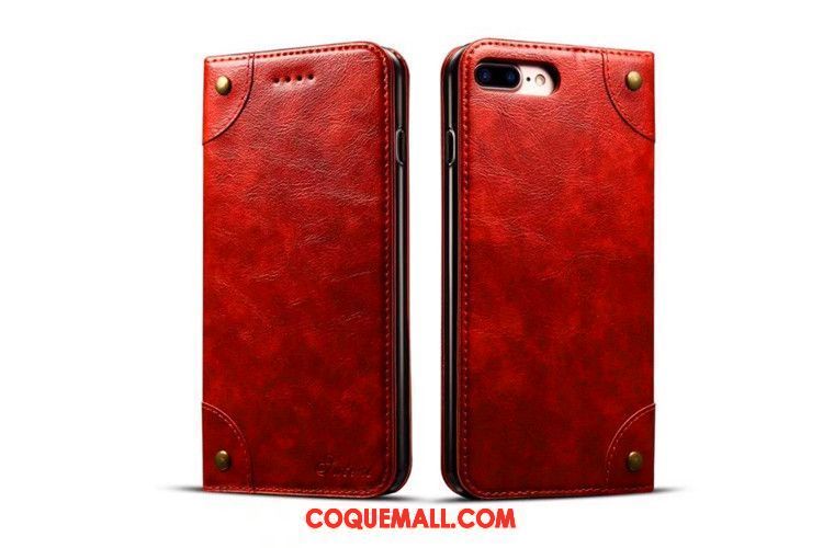 Étui iPhone 8 Plus Clair Étui En Cuir Vintage, Coque iPhone 8 Plus Téléphone Portable Portefeuille Braun