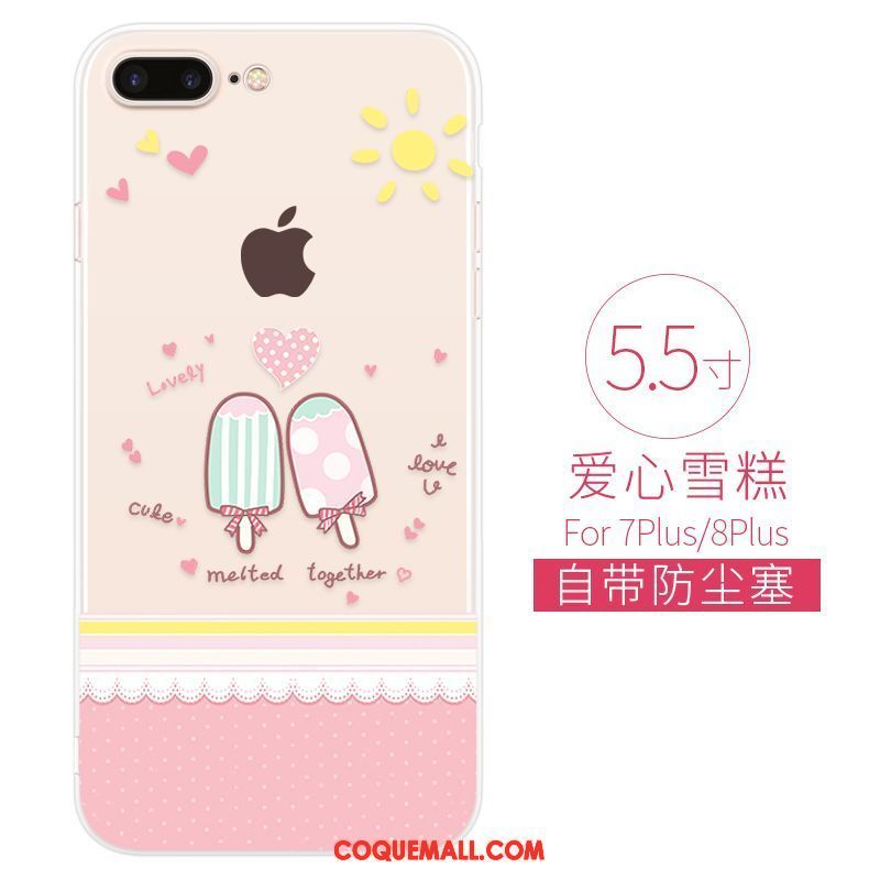 Étui iPhone 8 Plus Créatif Silicone Dessin Animé, Coque iPhone 8 Plus Vert Très Mince