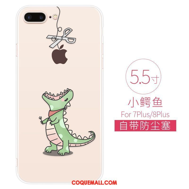 Étui iPhone 8 Plus Créatif Silicone Dessin Animé, Coque iPhone 8 Plus Vert Très Mince