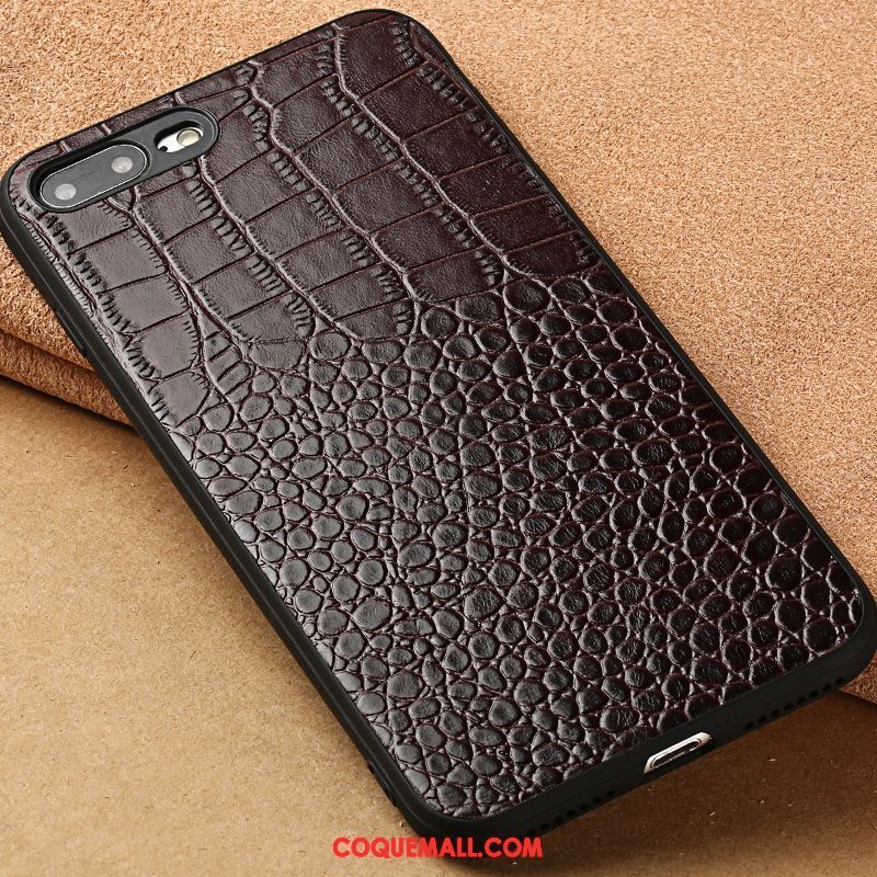 Étui iPhone 8 Plus Cuir Véritable Vin Rouge Beauté, Coque iPhone 8 Plus Protection Étui En Cuir