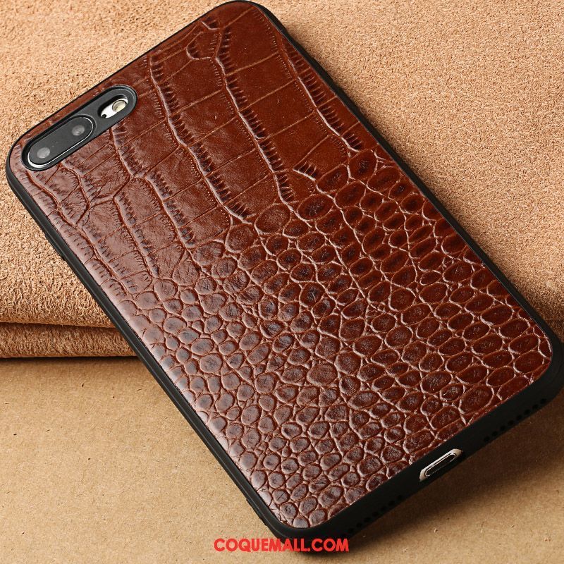 Étui iPhone 8 Plus Cuir Véritable Vin Rouge Beauté, Coque iPhone 8 Plus Protection Étui En Cuir