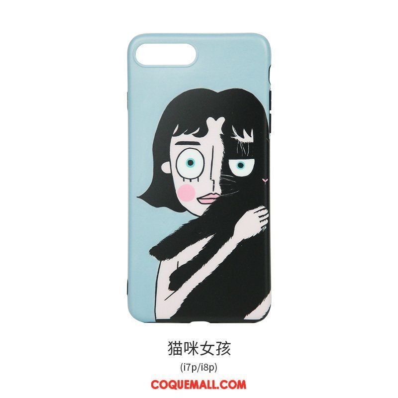 Étui iPhone 8 Plus Dessin Animé Silicone Cœur, Coque iPhone 8 Plus Téléphone Portable Nouveau