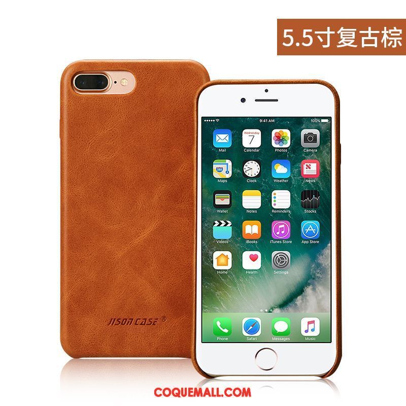 Étui iPhone 8 Plus Incassable Étui En Cuir Tout Compris, Coque iPhone 8 Plus Cuir Véritable Protection