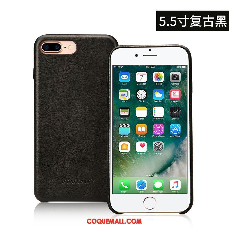 Étui iPhone 8 Plus Incassable Étui En Cuir Tout Compris, Coque iPhone 8 Plus Cuir Véritable Protection