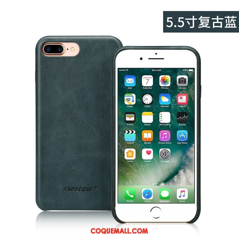 Étui iPhone 8 Plus Incassable Étui En Cuir Tout Compris, Coque iPhone 8 Plus Cuir Véritable Protection