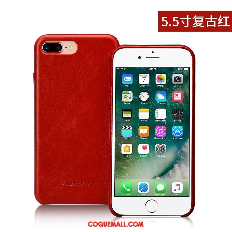 Étui iPhone 8 Plus Incassable Étui En Cuir Tout Compris, Coque iPhone 8 Plus Cuir Véritable Protection