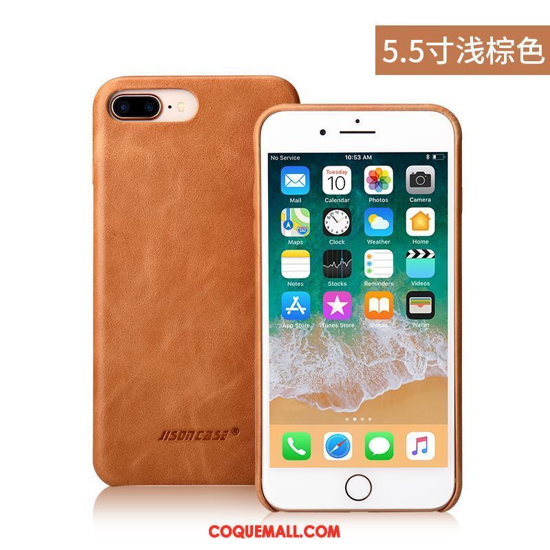 Étui iPhone 8 Plus Incassable Étui En Cuir Tout Compris, Coque iPhone 8 Plus Cuir Véritable Protection