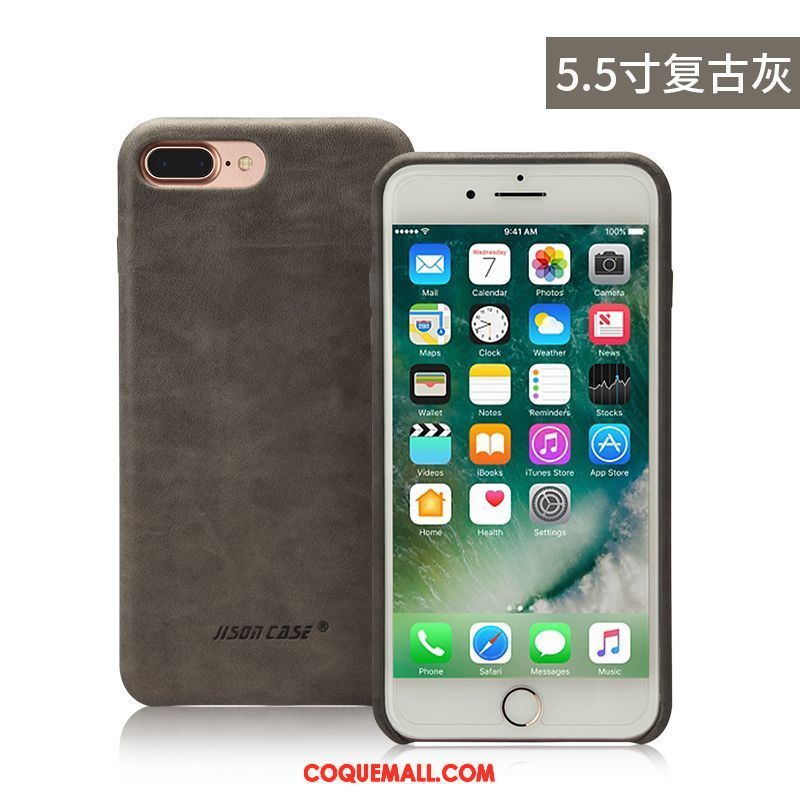 Étui iPhone 8 Plus Incassable Étui En Cuir Tout Compris, Coque iPhone 8 Plus Cuir Véritable Protection