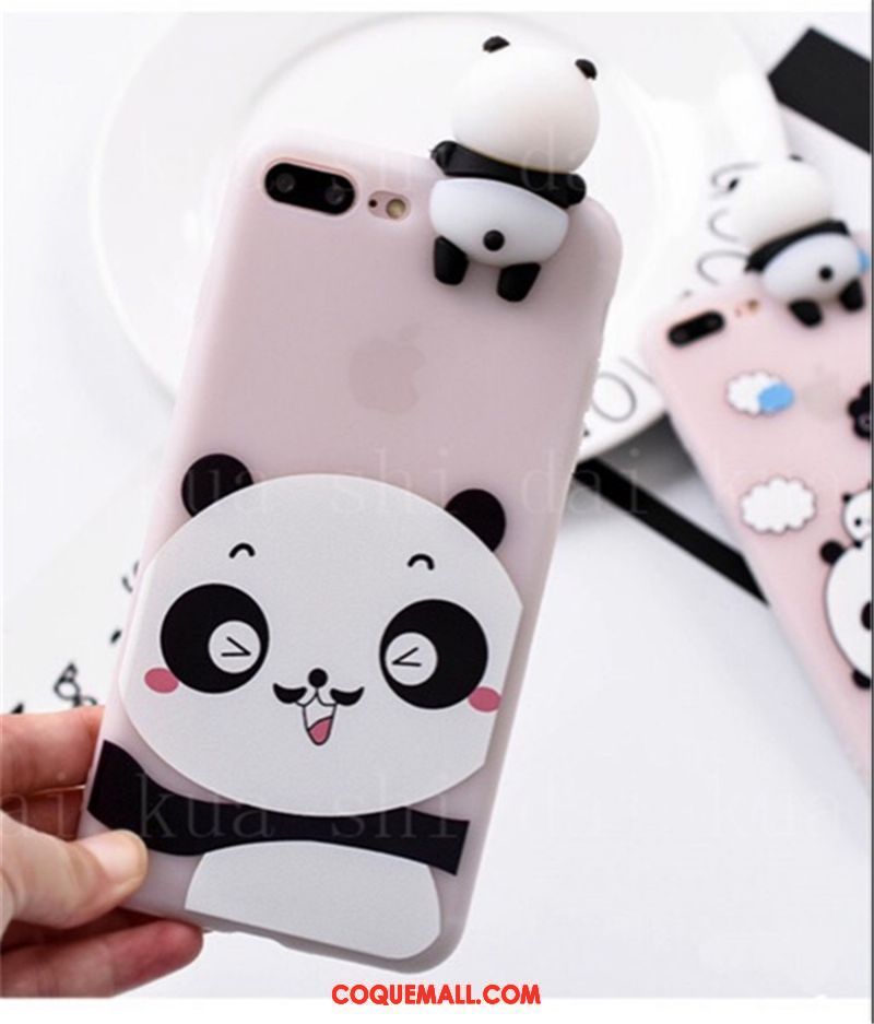 Étui iPhone 8 Plus Rose Téléphone Portable Chat, Coque iPhone 8 Plus Charmant Silicone