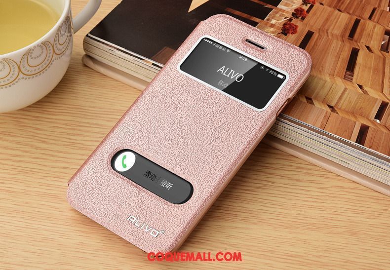 Étui iPhone 8 Plus Soie Mulberry Or Rose Incassable, Coque iPhone 8 Plus Modèle Fleurie Étui En Cuir