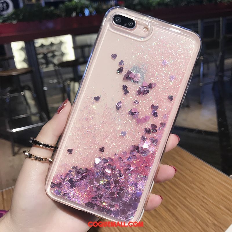 Étui iPhone 8 Plus Violet Rose Liquide, Coque iPhone 8 Plus Fluide Doux Quicksand