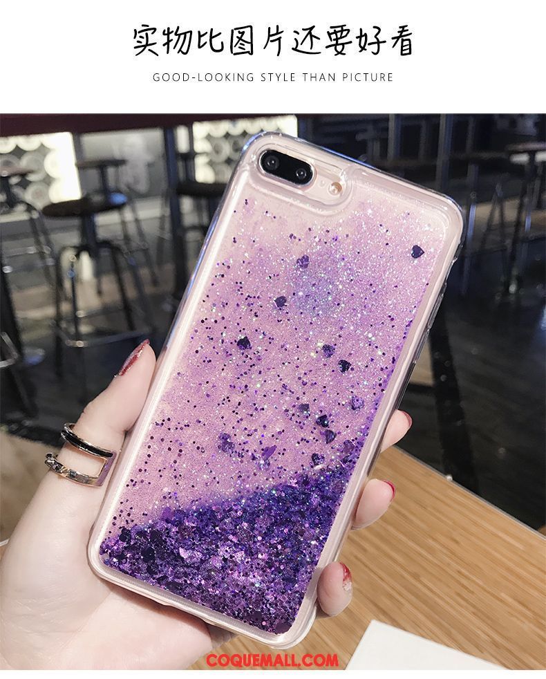 Étui iPhone 8 Plus Violet Rose Liquide, Coque iPhone 8 Plus Fluide Doux Quicksand