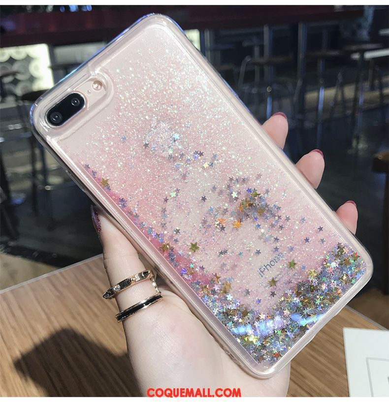 Étui iPhone 8 Plus Violet Rose Liquide, Coque iPhone 8 Plus Fluide Doux Quicksand