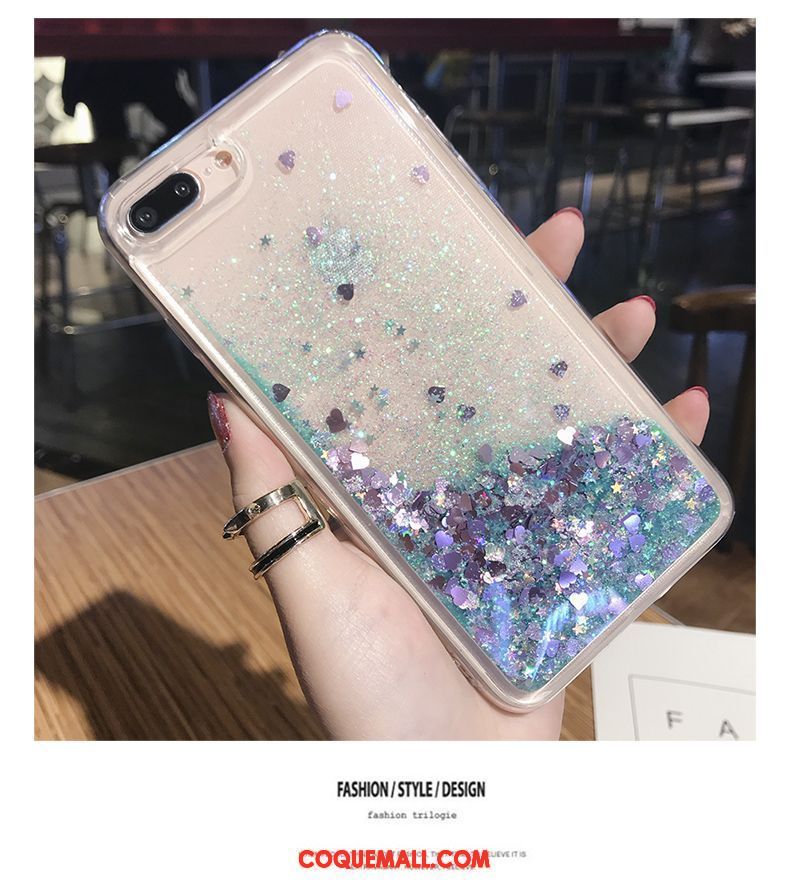 Étui iPhone 8 Plus Violet Rose Liquide, Coque iPhone 8 Plus Fluide Doux Quicksand