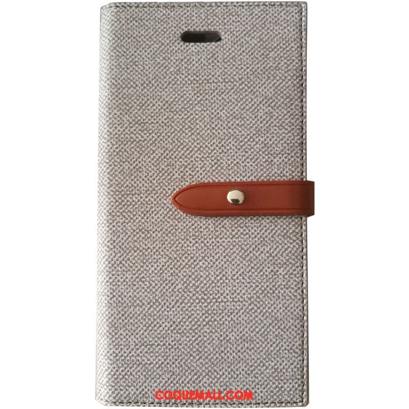 Étui iPhone 8 Plus Étui En Cuir Cuir Gris, Coque iPhone 8 Plus Téléphone Portable Plaid Beige