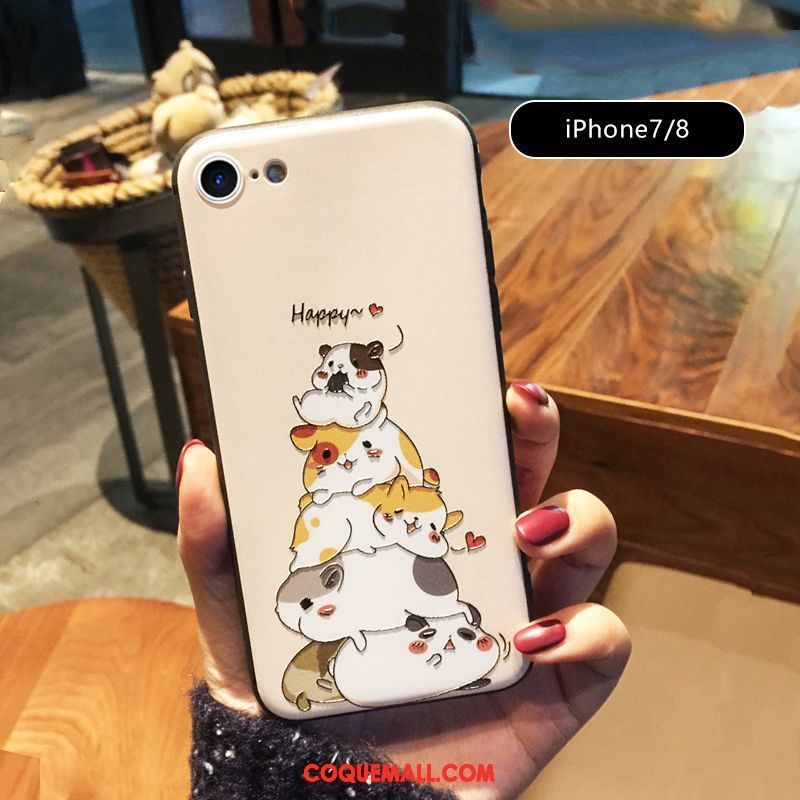 Étui iPhone 8 Tout Compris Mignonne Dessin Animé, Coque iPhone 8 Incassable Charmant Beige