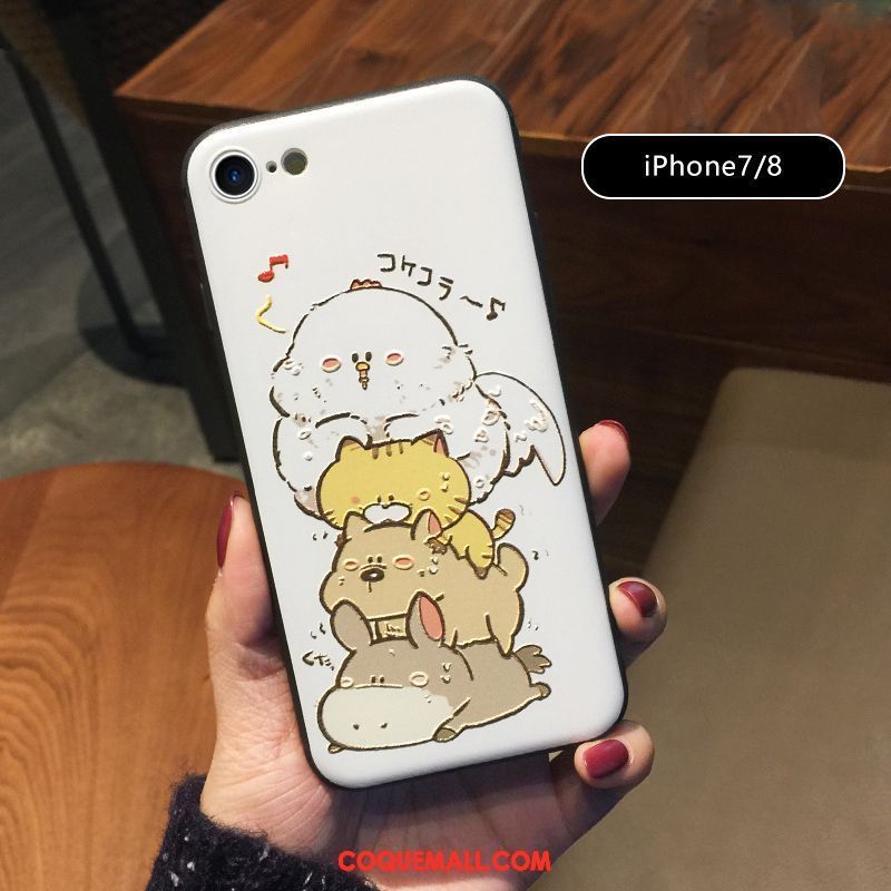 Étui iPhone 8 Tout Compris Mignonne Dessin Animé, Coque iPhone 8 Incassable Charmant Beige