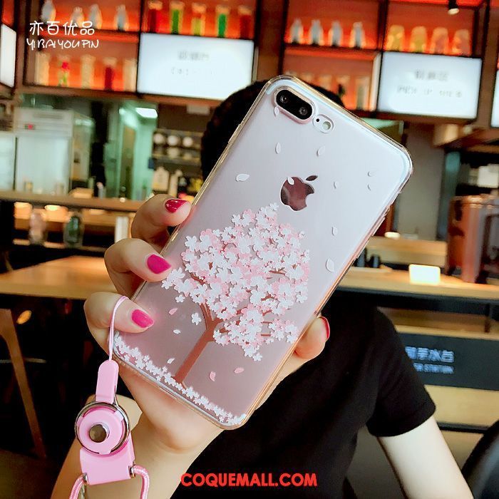 Étui iPhone 8 Transparent Frais Téléphone Portable, Coque iPhone 8 Délavé En Daim Rose