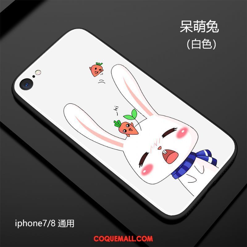 Étui iPhone 8 Verre Silicone Blanc, Coque iPhone 8 Dessin Animé Nouveau