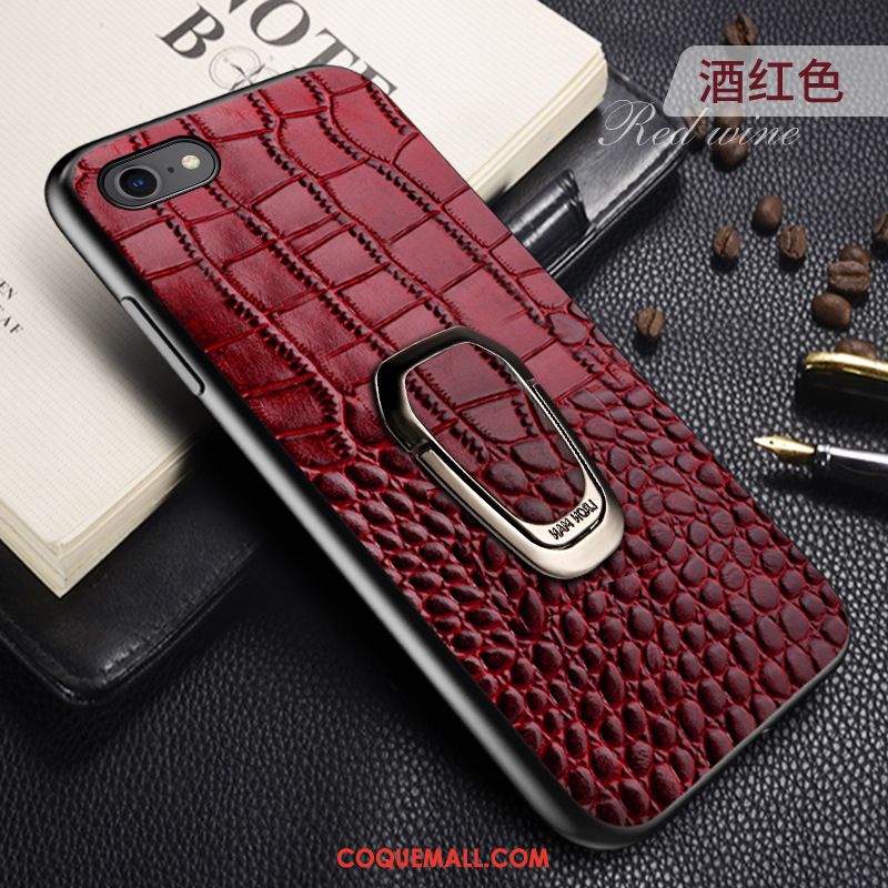 Étui iPhone Se 2020 Cuir Véritable Marque De Tendance Rouge, Coque iPhone Se 2020 Incassable Luxe