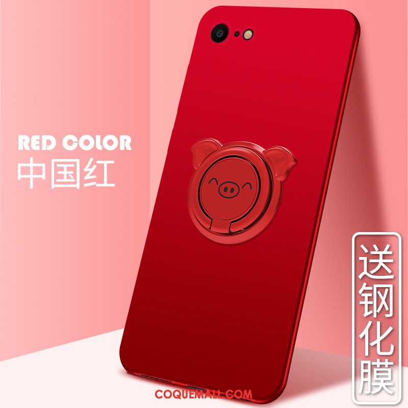 Étui iPhone Se 2020 Incassable Tout Compris Rouge, Coque iPhone Se 2020 Personnalité Délavé En Daim