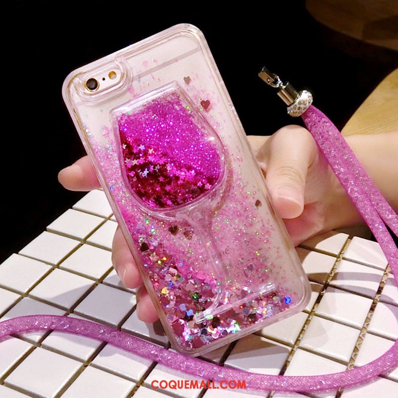 Étui iPhone Se 2020 Téléphone Portable Ornements Suspendus Quicksand, Coque iPhone Se 2020 Rouge Liquide