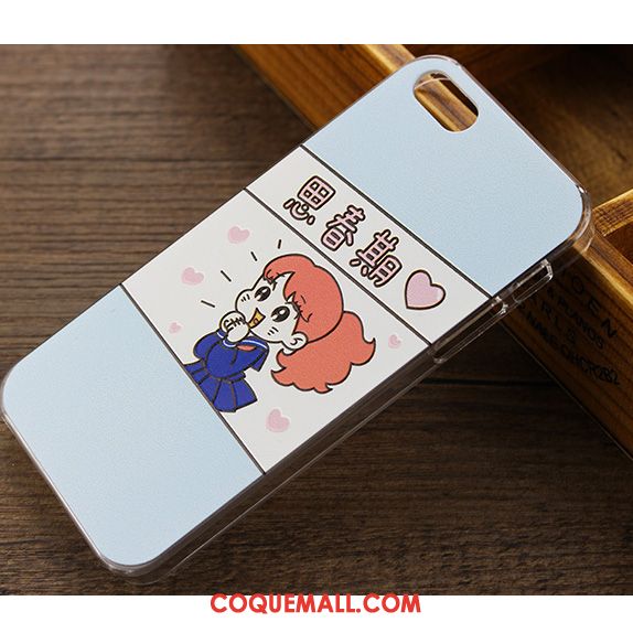 Étui iPhone Se Bleu Clair Charmant Marque De Tendance, Coque iPhone Se Dessin Animé Personnalité