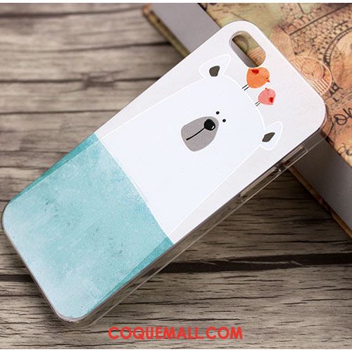 Étui iPhone Se Bleu Clair Charmant Marque De Tendance, Coque iPhone Se Dessin Animé Personnalité