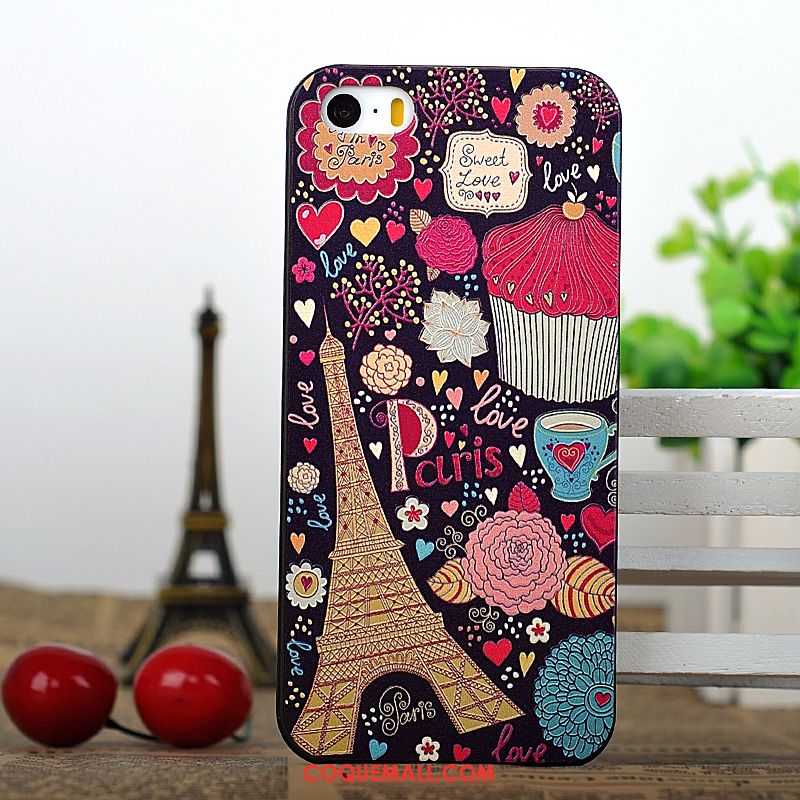 Étui iPhone Se Difficile Dessin Animé Téléphone Portable, Coque iPhone Se Gaufrage Vert