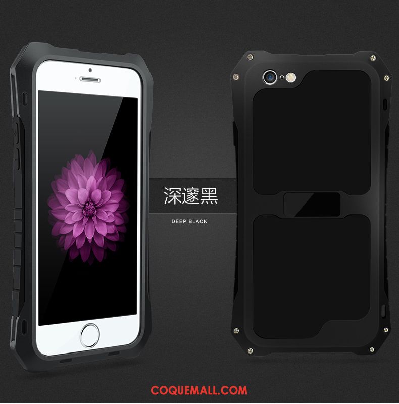 Étui iPhone Se Métal Téléphone Portable Protection, Coque iPhone Se Incassable Noir