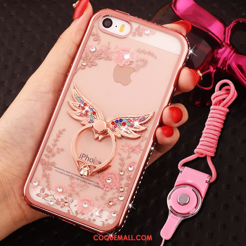 Étui iPhone Se Strass Anneau Téléphone Portable, Coque iPhone Se Incassable Protection