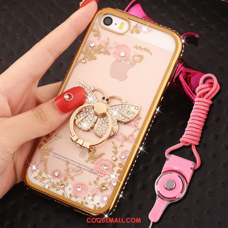 Étui iPhone Se Strass Anneau Téléphone Portable, Coque iPhone Se Incassable Protection