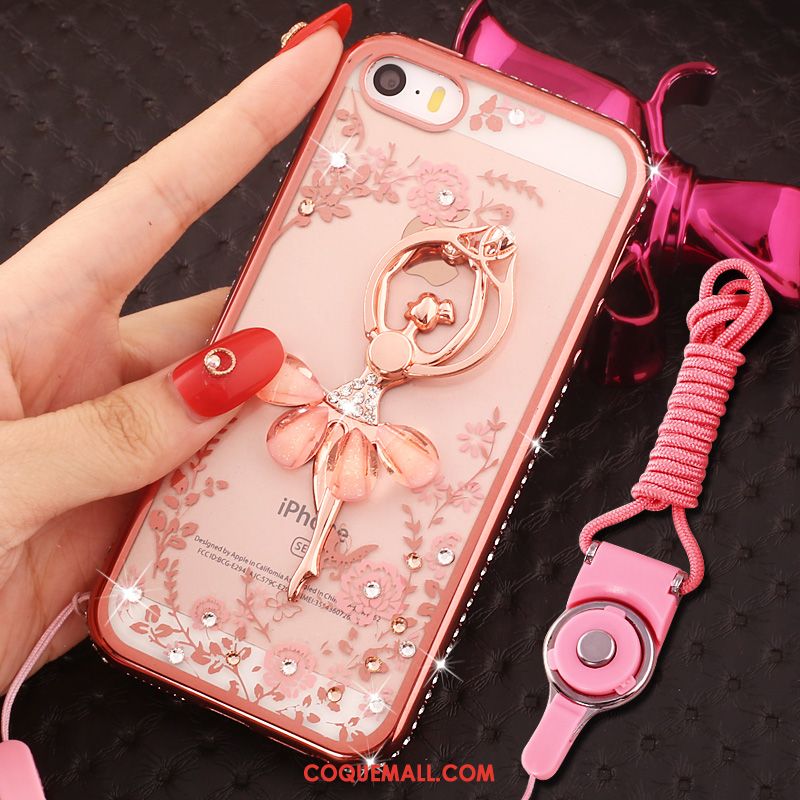 Étui iPhone Se Strass Anneau Téléphone Portable, Coque iPhone Se Incassable Protection