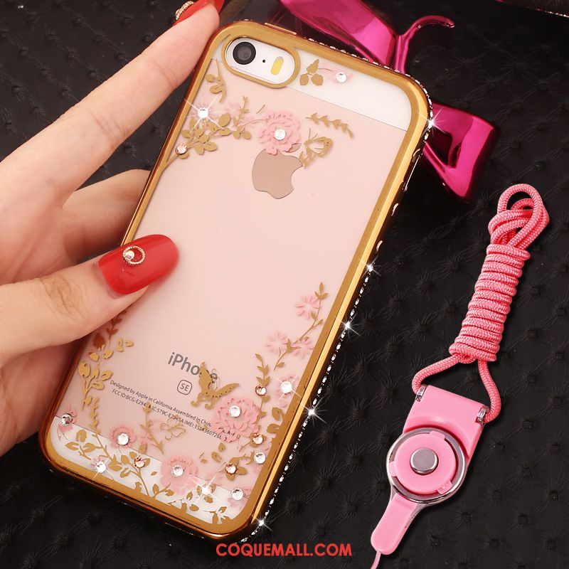 Étui iPhone Se Strass Anneau Téléphone Portable, Coque iPhone Se Incassable Protection