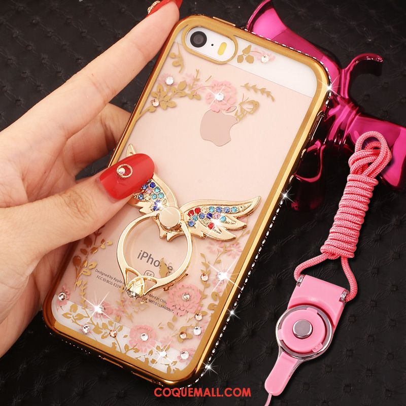 Étui iPhone Se Strass Anneau Téléphone Portable, Coque iPhone Se Incassable Protection