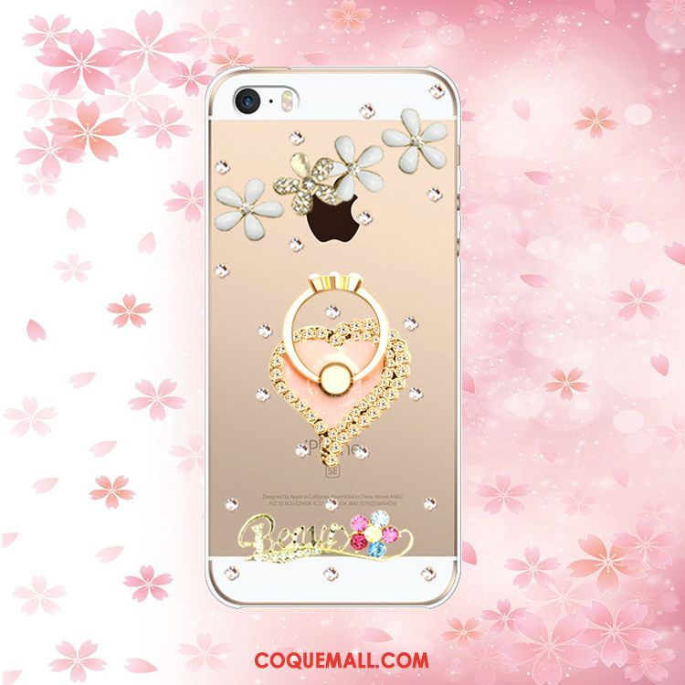 Étui iPhone Se Strass Support Incassable, Coque iPhone Se Téléphone Portable Anneau