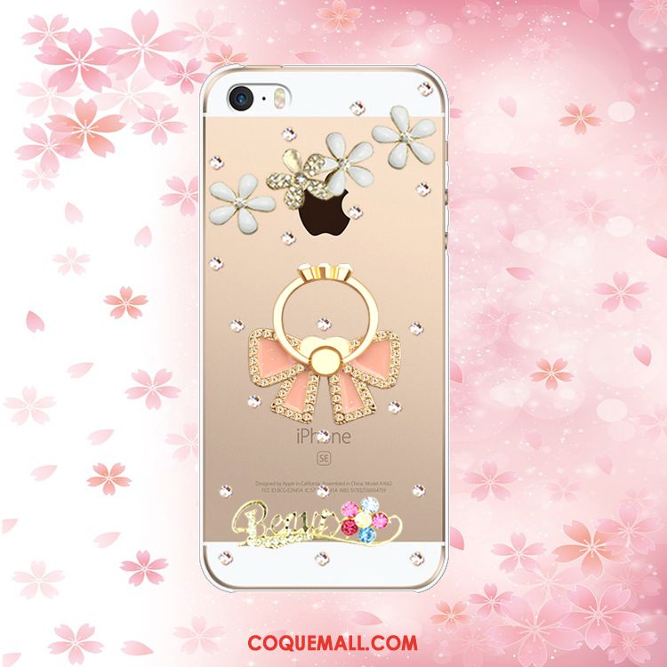 Étui iPhone Se Strass Support Incassable, Coque iPhone Se Téléphone Portable Anneau